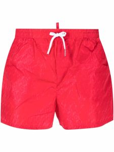 DSQUARED2 short de bain monogrammé à lien de resserrage - Rouge