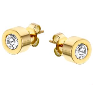 TFT Oorknoppen Strass 7 mm staal goudkleurig glanzend