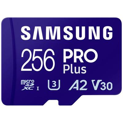 Samsung PRO Plus microSDXC-kaart 256 GB A2 Application Performance Class, v30 Video Speed Class, UHS-I Incl. SD-adapter