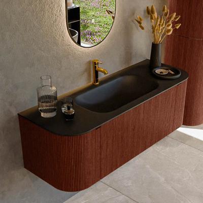 Badmeubel Mondiaz Kurve | 130 cm cm | Meubelkleur Ruby | Wastafelkleur Urban | Solid surface | Wasbak midden spoelbak | 1 kraangat