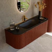 Badmeubel Mondiaz Kurve | 130 cm cm | Meubelkleur Ruby | Wastafelkleur Urban | Solid surface | Wasbak midden spoelbak | 1 kraangat