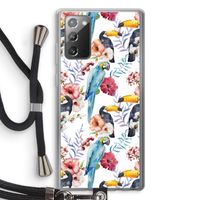 Bloemen tukan: Samsung Galaxy Note 20 / Note 20 5G Transparant Hoesje met koord