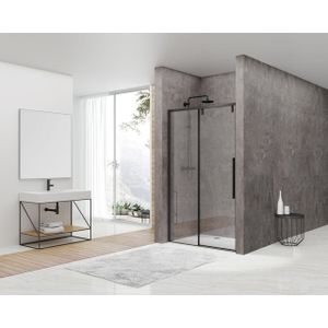 Van Rijn Products ST06 Softclose schuifdeur met 8mm helderglas 118x200cm inclusief greep zwart ST06300120ZW