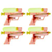 Waterpistool/waterpistolen - 4x - rood - 15 cm - kunststof - afneembaar reservoir