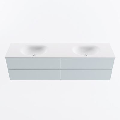 MONDIAZ VICA 180cm badmeubel onderkast Clay 4 lades. Wastafel MOON dubbel 2 kraangaten, kleur Talc.