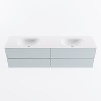 MONDIAZ VICA 180cm badmeubel onderkast Clay 4 lades. Wastafel MOON dubbel 2 kraangaten, kleur Talc.