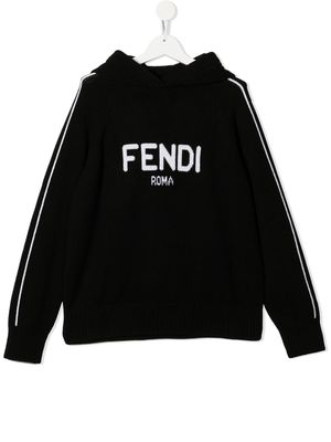Fendi Kids hoodie en cachemire à logo - Noir