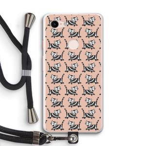 Zwarte poes: Pixel 3 XL Transparant Hoesje met koord
