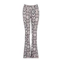CoolCat Junior flared broek Philou met panterprint ecru/zwart/bruin - thumbnail