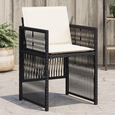 Tuinstoelen 4 st met kussens poly rattan zwart