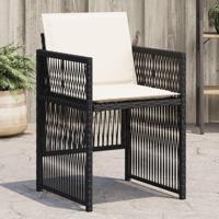 Tuinstoelen 4 st met kussens poly rattan zwart