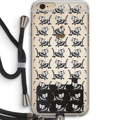 Zwarte poes: iPhone 6 PLUS / 6S PLUS Transparant Hoesje met koord