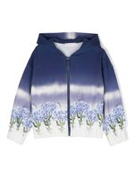 Monnalisa hoodie zippé à fleurs - Bleu - thumbnail