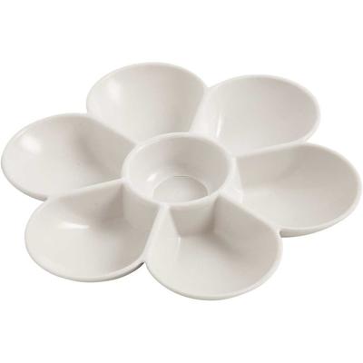 Schilderpalet - bloemvorm - wit - kunststof - D17 cm - 7 vakken - Verfpalet - Schilderspalet