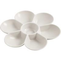 Schilderpalet - bloemvorm - wit - kunststof - D17 cm - 7 vakken - Verfpalet - Schilderspalet