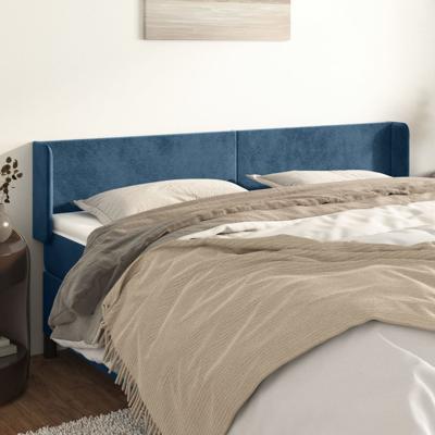 Hoofdbord met randen 203x16x78/88 cm fluweel donkerblauw