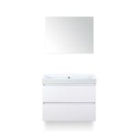 Maxx XL Badmeubelset 80 cm - Wit Hoogglans - Wastafel Just Zonder kraangat - met Spiegel