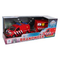 Kids Globe vw transporter brandweer met aanhangwagen Kids Globe vw transporter brandweer met aanhangwagen