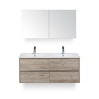 Dante Badmeubelset 120 cm - Craft Oak - Keramische Wastafel Wit Enjoy - met Spiegelkast