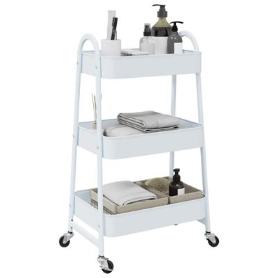 VidaXL Opbergtrolley 3-laags 42x41,5x77 cm staal wit