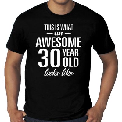 Grote Maten Awesome 30 year old/ 30 jarige t-shirt voor heren zwart Grote Maten Awesome 30 year old/ 30 jarige t-shirt voor heren zwart