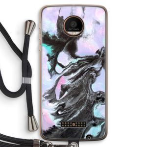 Pastel zwart: Motorola Moto Z Force Transparant Hoesje met koord