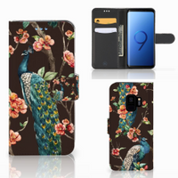 Samsung Galaxy S9 Telefoonhoesje met Pasjes Pauw met Bloemen - thumbnail