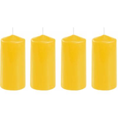 Stompkaars in het goudgeel - 4x stuks - 10 x 5 cm - Home basics sfeer kaarsen - dikke kaarsen