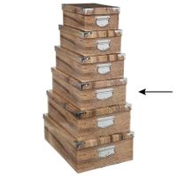 5Five Opbergdoos/box - Houtprint donker - L40 x B26.5 x H14 cm - Stevig karton - Treebox   -