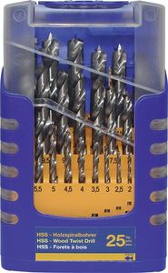 Fisch-Tools Set houtspiraalboren | 25-delig | d. 1-13 mm 0,5 mm spoed | HSS | 1 stuk - 013G0025K01 - 013G0025K01