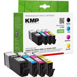 KMP Inktcartridge vervangt Canon PGI-580PGBK XXL, CLI-581C XXL, CLI-581M XXL, CLI-581Y XXL Compatibel Combipack Zwart, Cyaan, Magenta, Geel C110V 1576,0205