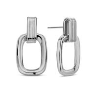 Oorbellen rechthoekige hoops - Stainless steel - Zilver