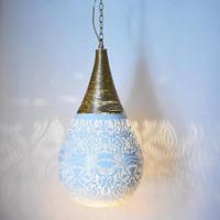 Hanglamp Ameera wit/goud druppel