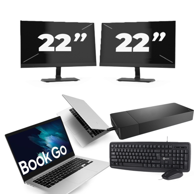 Microsoft Surface Go - Intel Core i5-10e Generatie - 10 inch - 8GB RAM - 64GB SSD - Windows 11 Home + 2x 22 inch Monitor