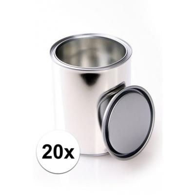 Leeg conserven blik - 20x - met deksel - 1 liter inhoud - metaal - zilver - blikken