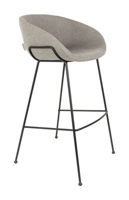 Zuiver Barkruk 'Feston' Stof, kleur Grijs (zithoogte 76cm)