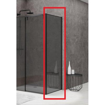 Van Rijn Products ST06 Vaste Wand - 70x200cm - Grijs rookglas - dikte 8mm - tbv hoekcabine - muurprofiel - Zwart ST0635070ZWWGR