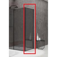 Van Rijn Products ST06 Vaste Wand - 70x200cm - Grijs rookglas - dikte 8mm - tbv hoekcabine - muurprofiel - Zwart ST0635070ZWWGR