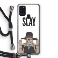 Slay All Day: Samsung Galaxy A21s Transparant Hoesje met koord