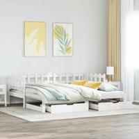 Slaapbank met onderschuifbed/lades zonder matras 80x200 cm wit