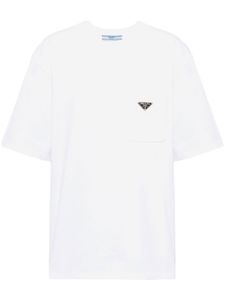 Prada t-shirt en coton à logo triangulaire - Blanc