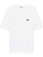 Prada t-shirt en coton à logo triangulaire - Blanc