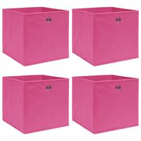 VidaXL Opbergboxen 4 st 32x32x32 cm stof roze - thumbnail