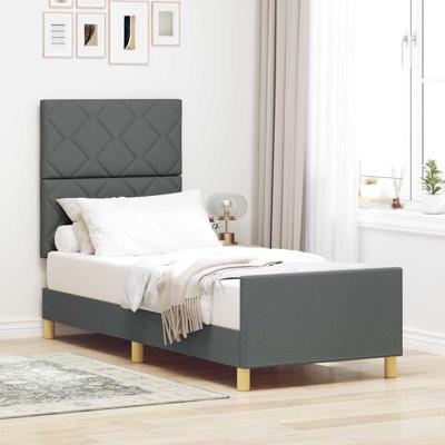 Bedframe met hoofdeinde Donkergrijs 80 x 200 cm Stof