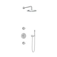 Hotbath Buddy - Inbouw Regendoucheset - 2 Stopkranen - Thermostatisch - Wandarm 35 cm - Hoofddouche 250 mm - Staafhanddouche - Waterbesparend - V01