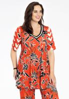 Yoek Tuniek wide bottom MIX PRINT | Rood | Maat 38/40