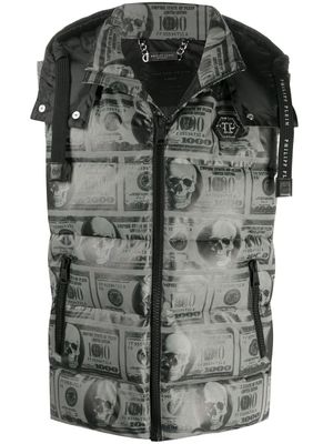 Philipp Plein gilet matelassé Skull Dollar - Gris