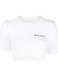Palm Angels t-shirt crop à logo brodé - Blanc