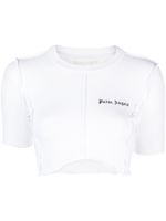 Palm Angels t-shirt crop à logo brodé - Blanc