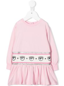 Chiara Ferragni Kids robe-pull à bande logo - Rose